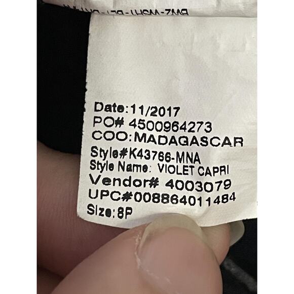 Gloria Vanderbilt Pants Womens 8P Petite Navy Violet Capri Stretch Button Hem - Picture 14 of 14